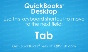 QuickBooks Keyboard Shortcuts Tab Next Field